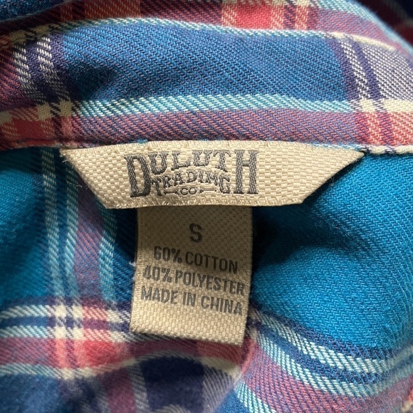 Duluth Trading Blue Pullover Flannel Shirt Size Small - Picture 3 of 6